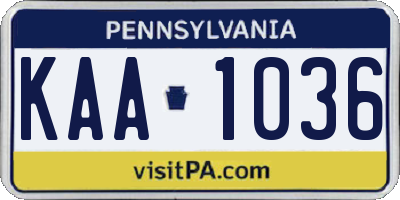 PA license plate KAA1036