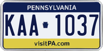 PA license plate KAA1037
