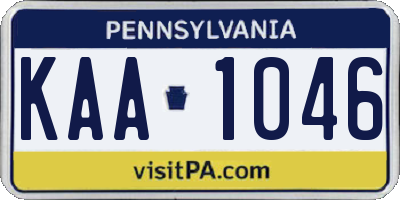 PA license plate KAA1046