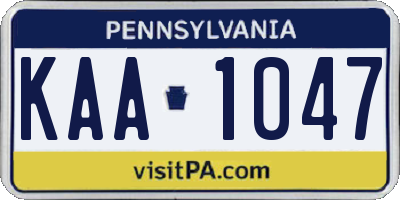 PA license plate KAA1047