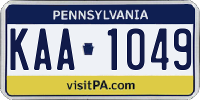 PA license plate KAA1049