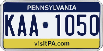 PA license plate KAA1050