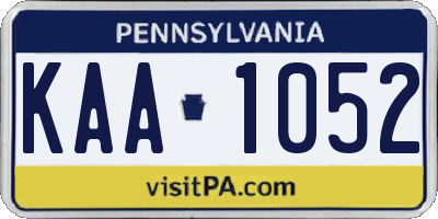 PA license plate KAA1052