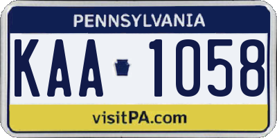 PA license plate KAA1058