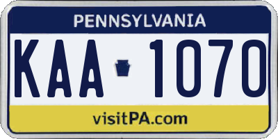 PA license plate KAA1070