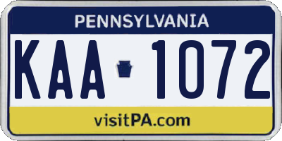 PA license plate KAA1072