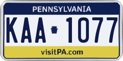 PA license plate KAA1077