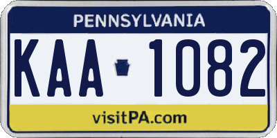 PA license plate KAA1082