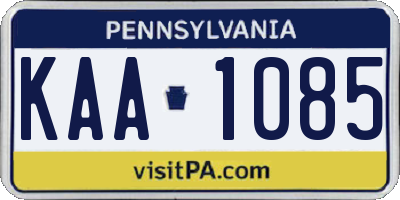 PA license plate KAA1085