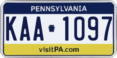 PA license plate KAA1097