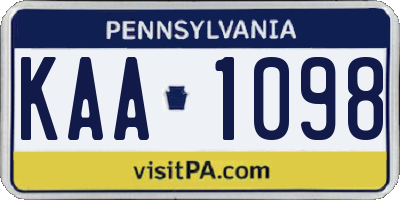 PA license plate KAA1098