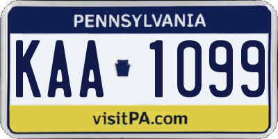 PA license plate KAA1099