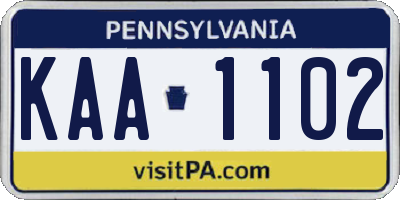 PA license plate KAA1102