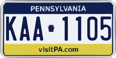 PA license plate KAA1105