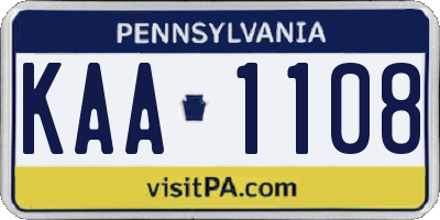 PA license plate KAA1108