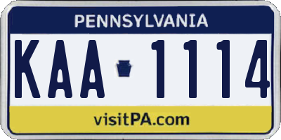 PA license plate KAA1114