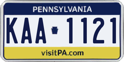 PA license plate KAA1121