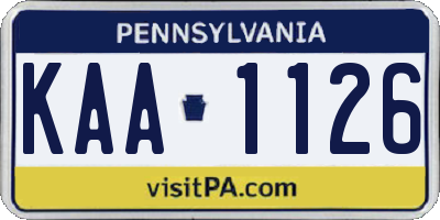 PA license plate KAA1126