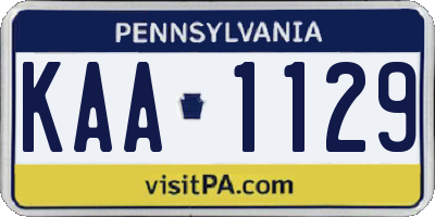 PA license plate KAA1129