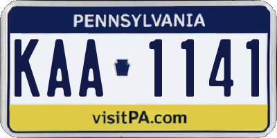 PA license plate KAA1141
