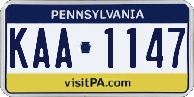 PA license plate KAA1147