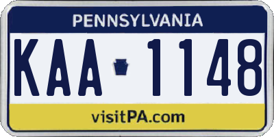 PA license plate KAA1148
