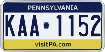 PA license plate KAA1152