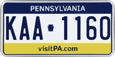PA license plate KAA1160