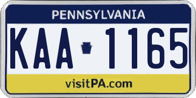 PA license plate KAA1165