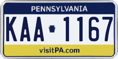 PA license plate KAA1167