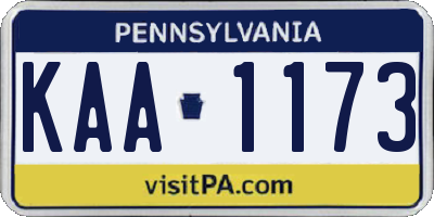 PA license plate KAA1173