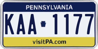 PA license plate KAA1177