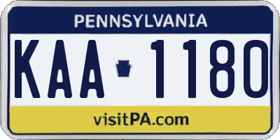 PA license plate KAA1180
