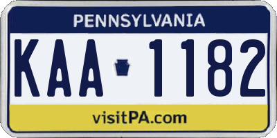 PA license plate KAA1182