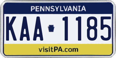 PA license plate KAA1185