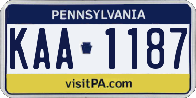 PA license plate KAA1187