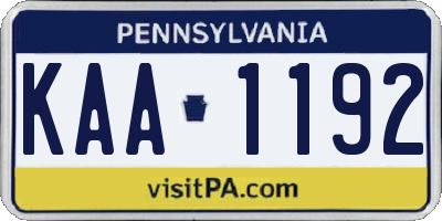 PA license plate KAA1192