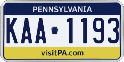 PA license plate KAA1193