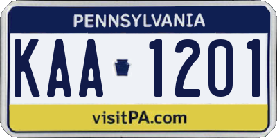 PA license plate KAA1201