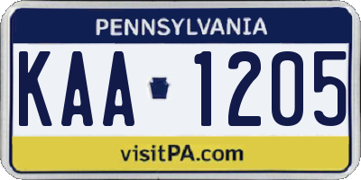 PA license plate KAA1205