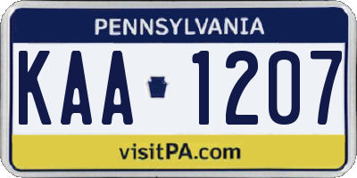 PA license plate KAA1207
