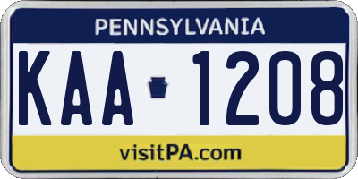 PA license plate KAA1208