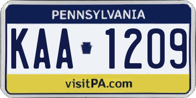 PA license plate KAA1209