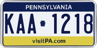 PA license plate KAA1218