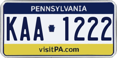 PA license plate KAA1222