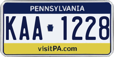 PA license plate KAA1228