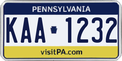 PA license plate KAA1232