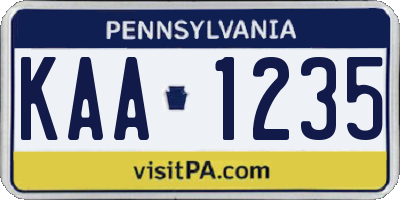 PA license plate KAA1235