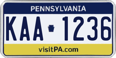 PA license plate KAA1236