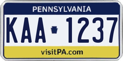PA license plate KAA1237